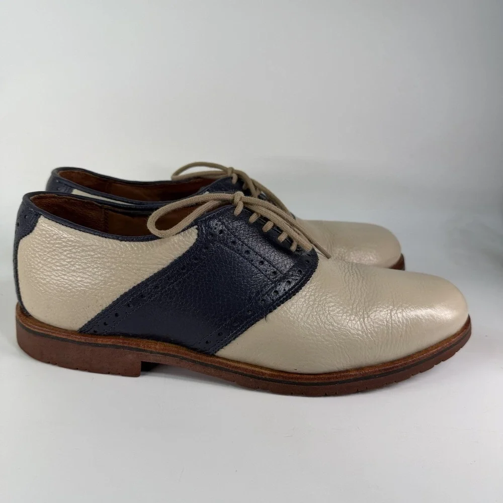 Sherman Brothers Shoes Brogue Golf Two Tone Men's 11.5 Ivory Blue TB Phelps